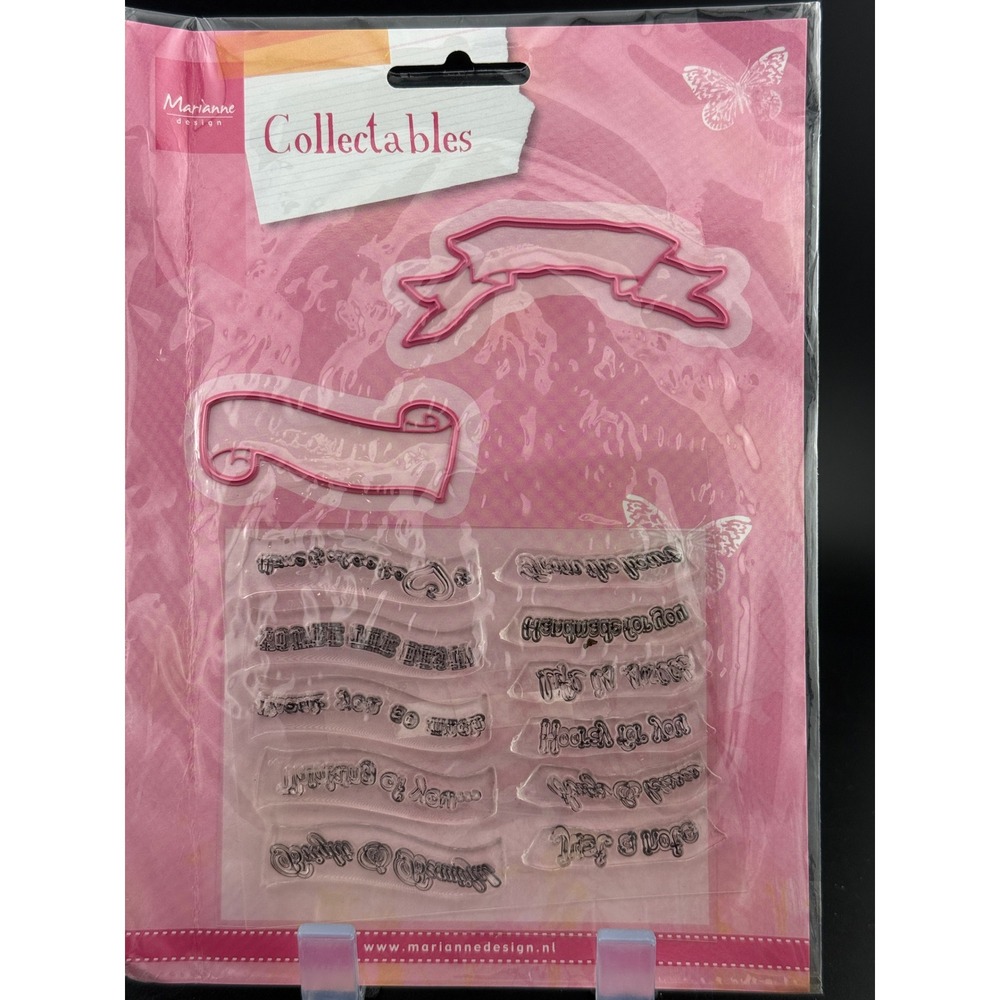Marianne Design Collectables COL1324 Banner Cutting Dies and Clear Stamp Set